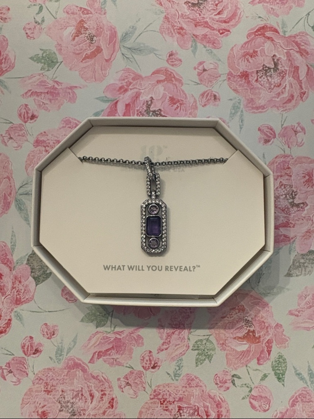 Purple Gem Pendant Necklace - Bomb Party - Midnight Hanging in Air